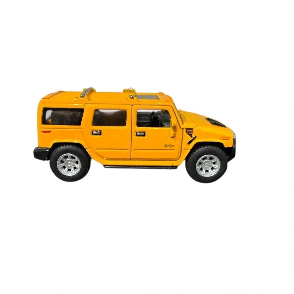 Two Diecast Pull Back & Rsce Vehicles: Kinsmart Hummer & School Bus
